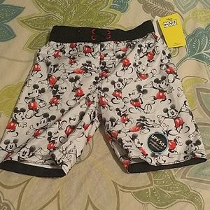 Boy's Mickey Mouse Swim Trunks-New W/Tag